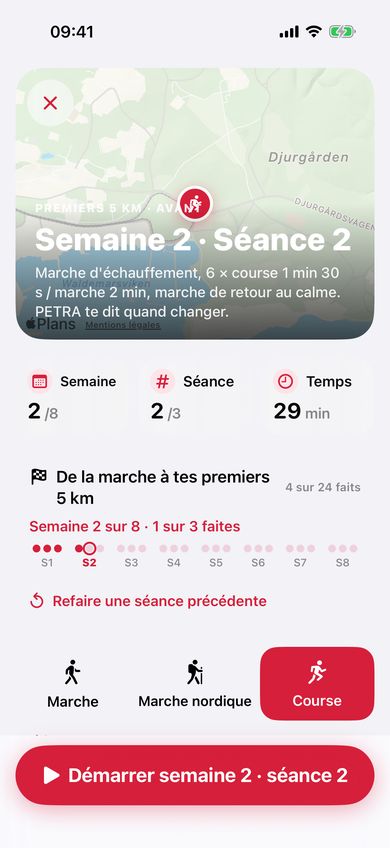 Programme Premier 5 km de PETRA, semaine 2 sur 8